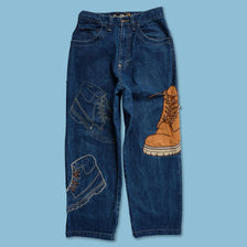 Y2K Raw Blue Baggy Pants 30x30 - Double Double Vintage