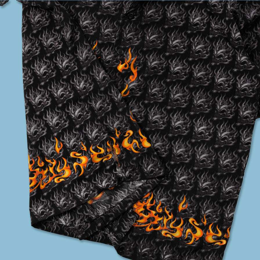 Y2K Flames Shirt XLarge - Double Double Vintage
