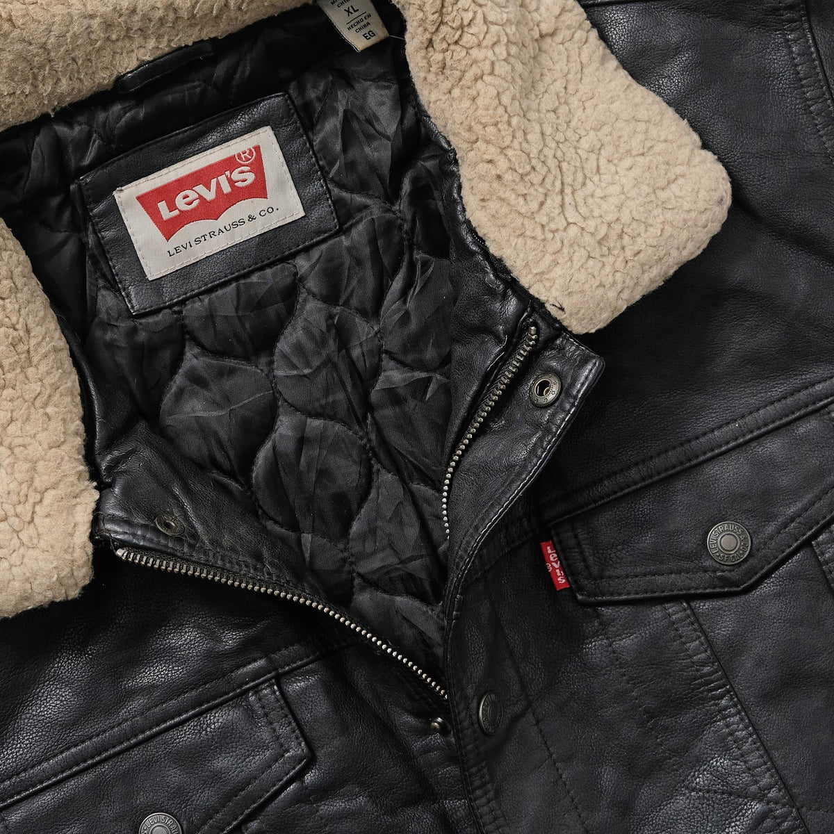 Vintage Levi's Leather Jacket Large kaufen – Double Double Vintage