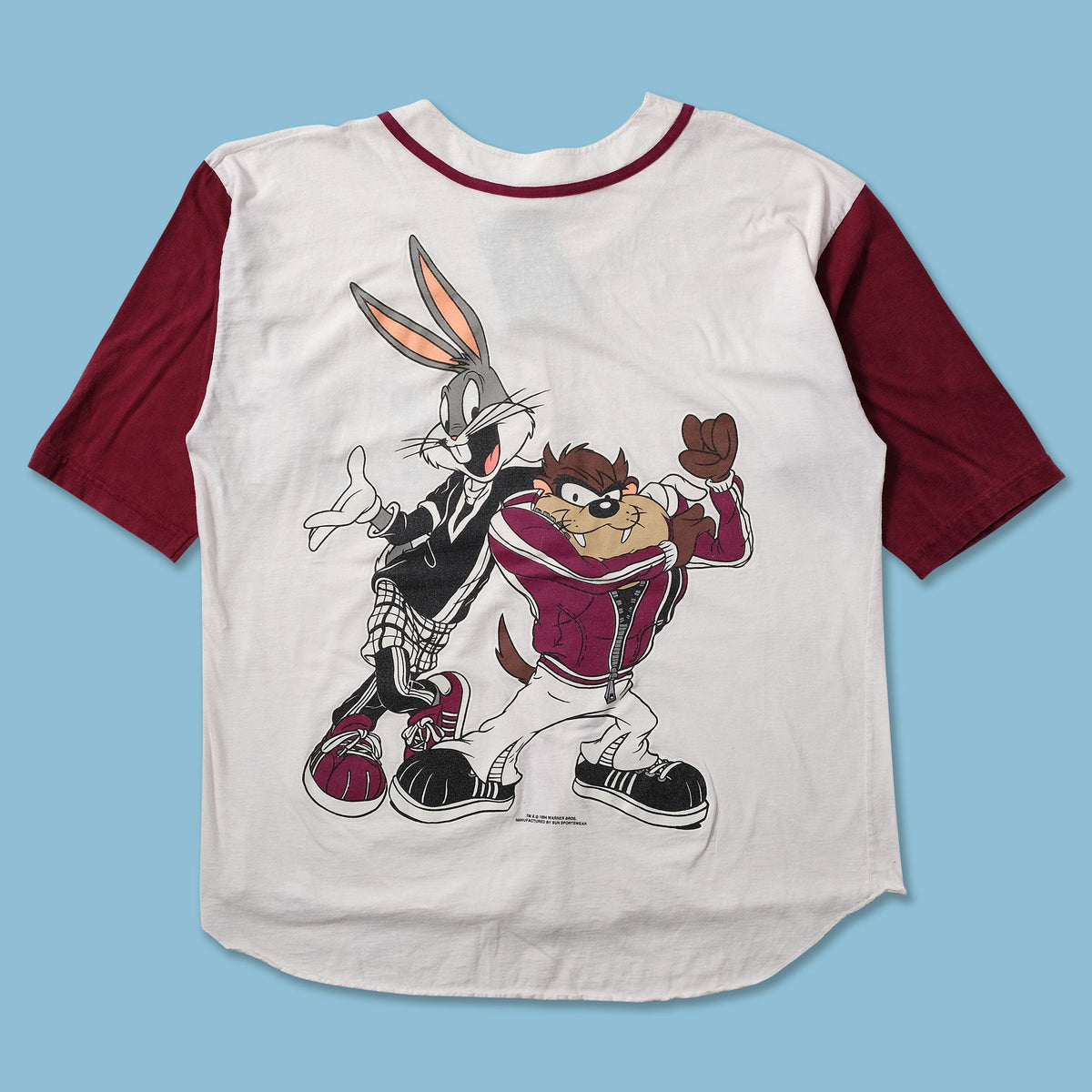 Maillot de baseball vintage 1994 Looney Tunes Bugs Bunny Taz Duffy