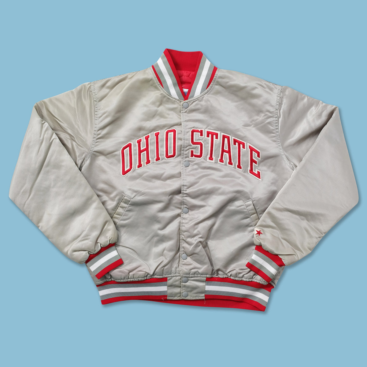 Vintage Starter Ohio State Satin Bomber Jacket Medium Double Double