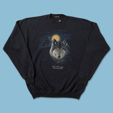 Vintage Black Wolf Sweater XLarge - Double Double Vintage