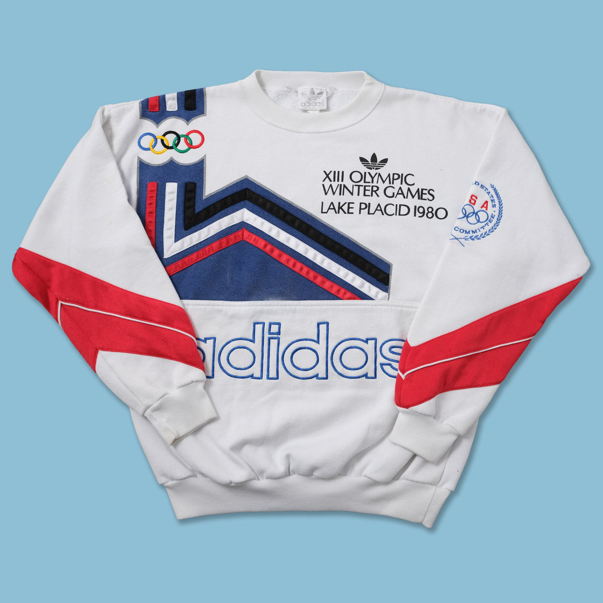 Vintage 80s Adidas Lake Placid Olympic Sweater kaufen – Double