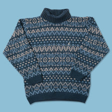 Vintage Patterned Knit Sweater XLarge