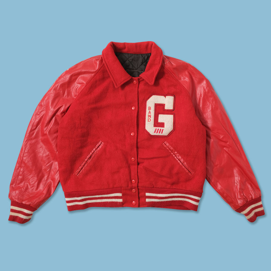Vintage Wool Faux Leather Varsity Jacket Medium