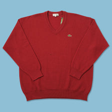 Vintage Lacoste V-Neck Knit Sweater XLarge