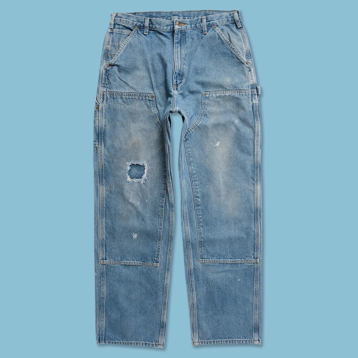 【CARHARTT】DOUBLE KNEE DENIM JEANS Carhartt WIP Double Knee Pant Smith Denim Rinsed Blue