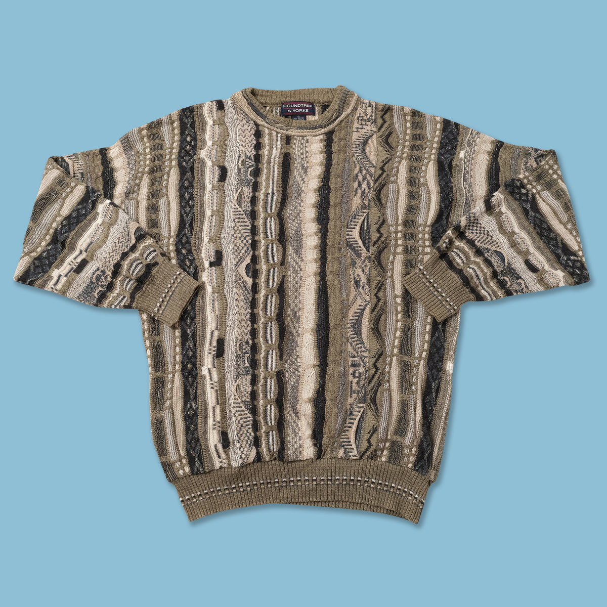 トップス 90s ROUNDTREE&YORKE 3D hand knit SILK Vintage 90's Roundtree & Yorke 3D Knit Crewneck Sweater