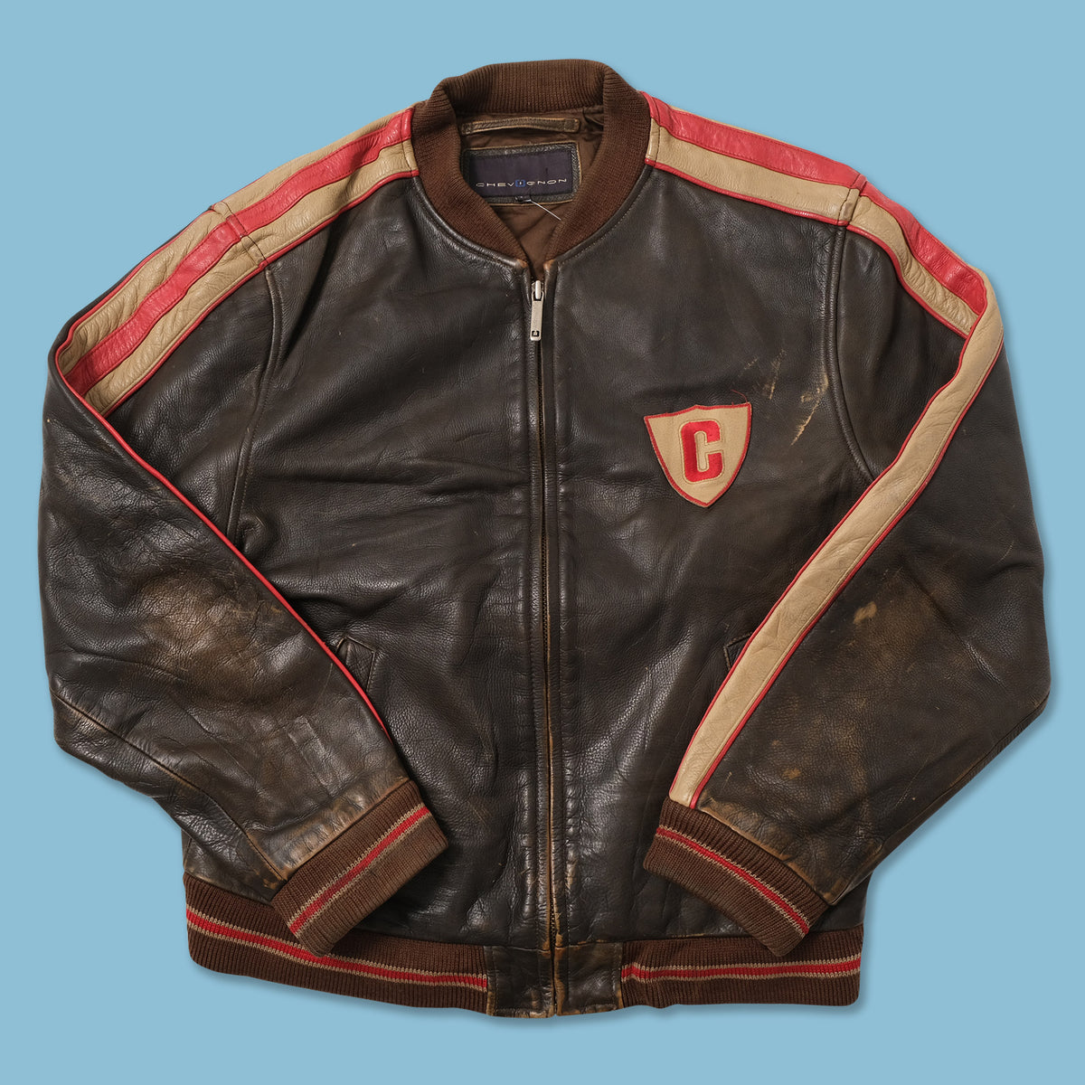 Vintage Chevignon Leather Jacket Medium Double Double Vintage - Main Image