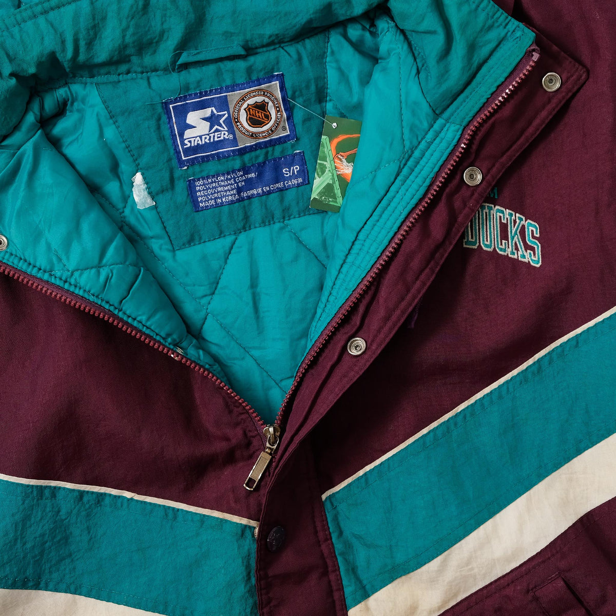 Mighty Ducks Starter jacket full zip Large Big Logo Vintage
