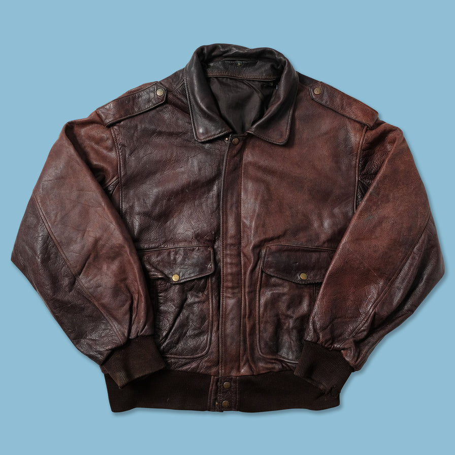 Vintage Leather Flight Jacket Large - Double Double Vintage