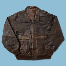 Vintage Leather Flight Jacket Medium - Double Double Vintage