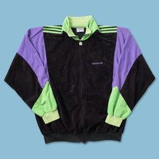 Vintage adidas Velour Track Jacket Large - Double Double Vintage