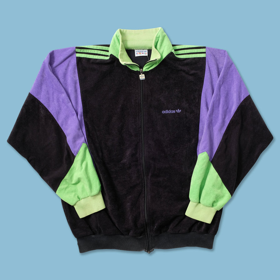 Vintage adidas Velour Track Jacket Large - Double Double Vintage
