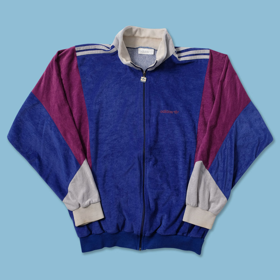 Vintage adidas Velour Track Jacket Medium - Double Double Vintage