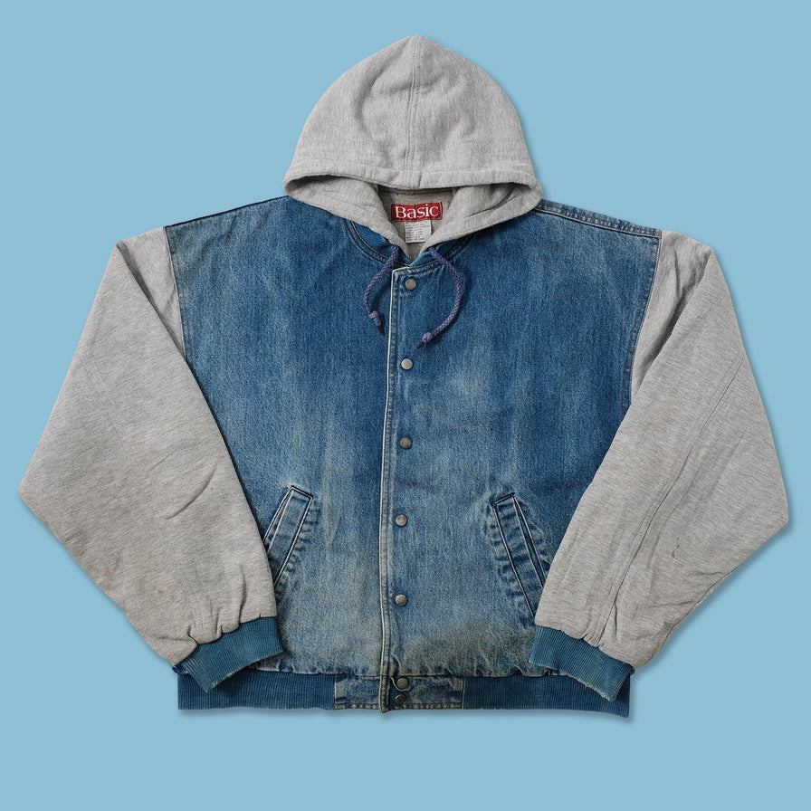 Vintage Denim Varsity Jacket Large 