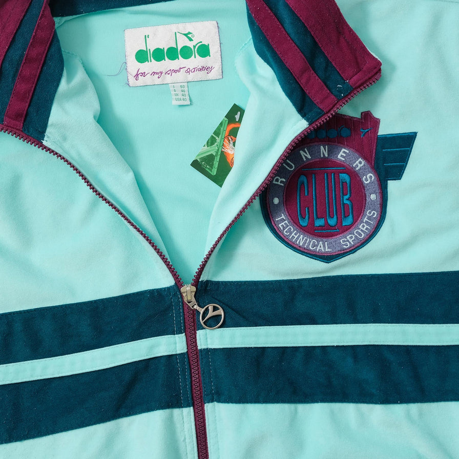 Vintage Diadora Velour Track Jacket Medium 