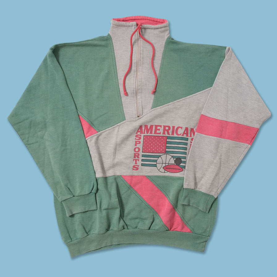Vintage American Sports Q-Zip Sweater Large 