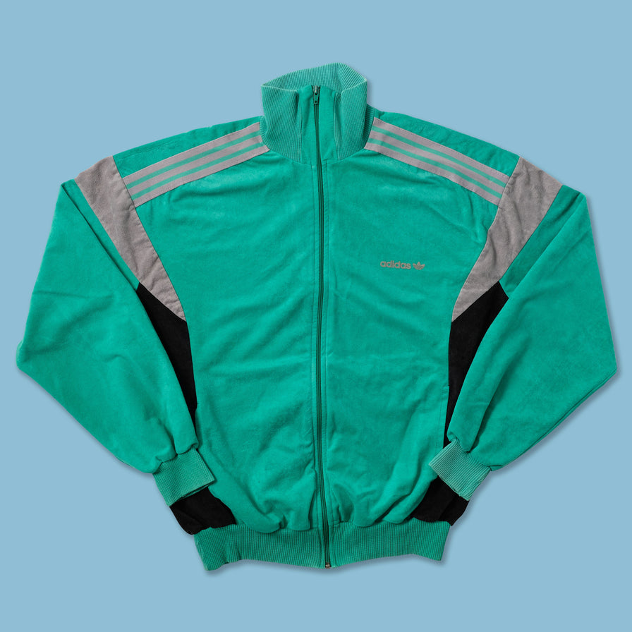 Vintage adidas Velour Track Jacket Small - Double Double Vintage