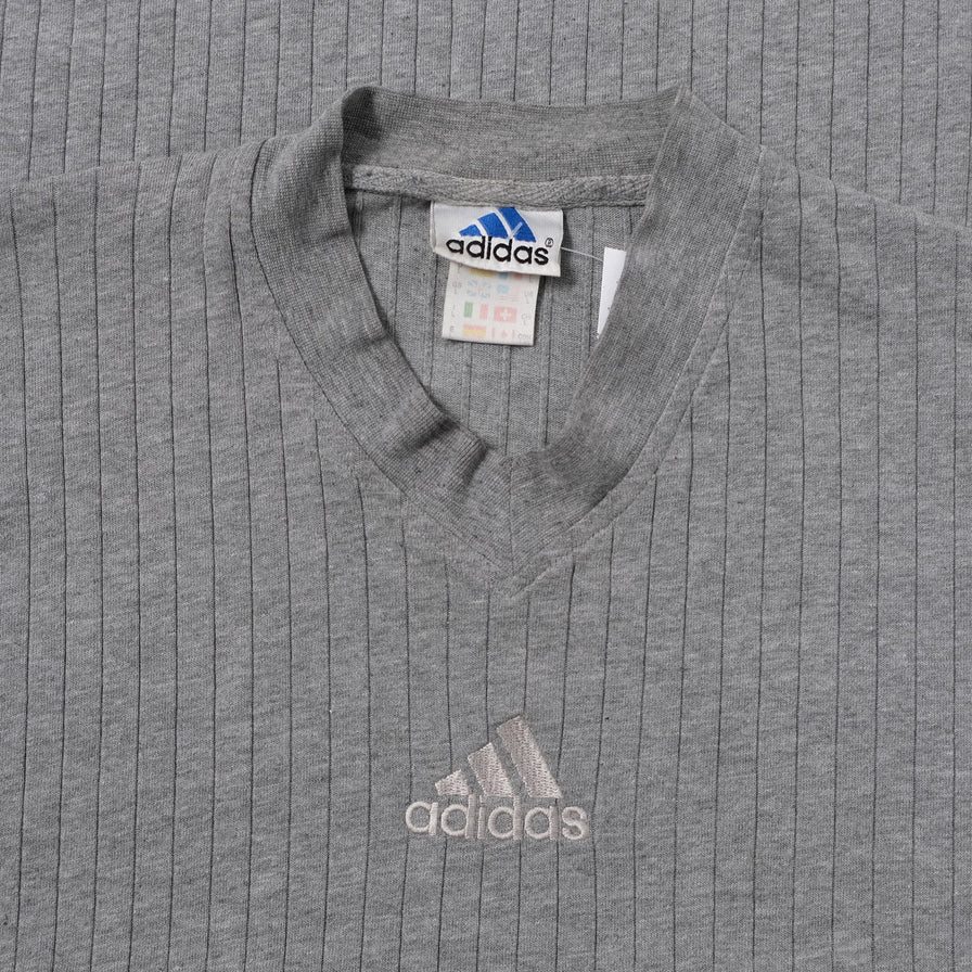 Vintage adidas V-Neck T-Shirt Large - Double Double Vintage