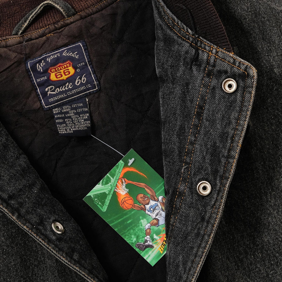 Vintage Route 66 Denim Varsity Jacket Small 