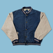 Vintage Denim Varsity Jacket Large 