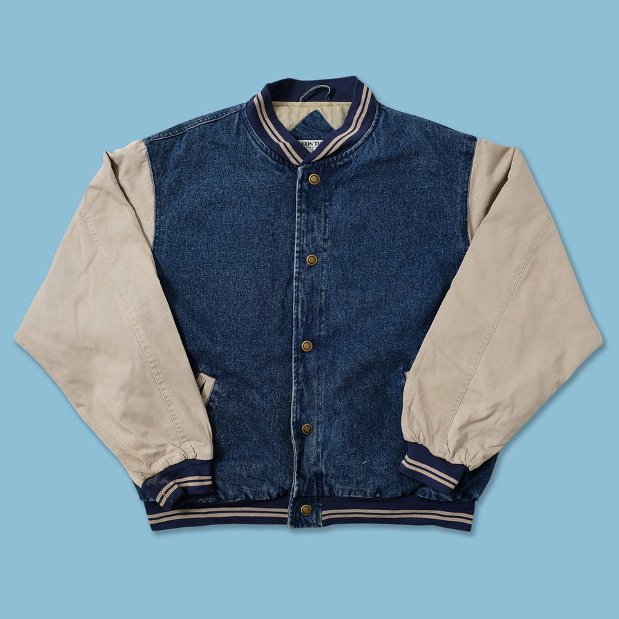 Vintage Denim Varsity Jacket Large 