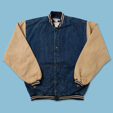 Vintage Denim Varsity Jacket Large 