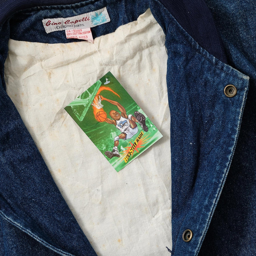 Vintage Denim Varsity Jacket Large 