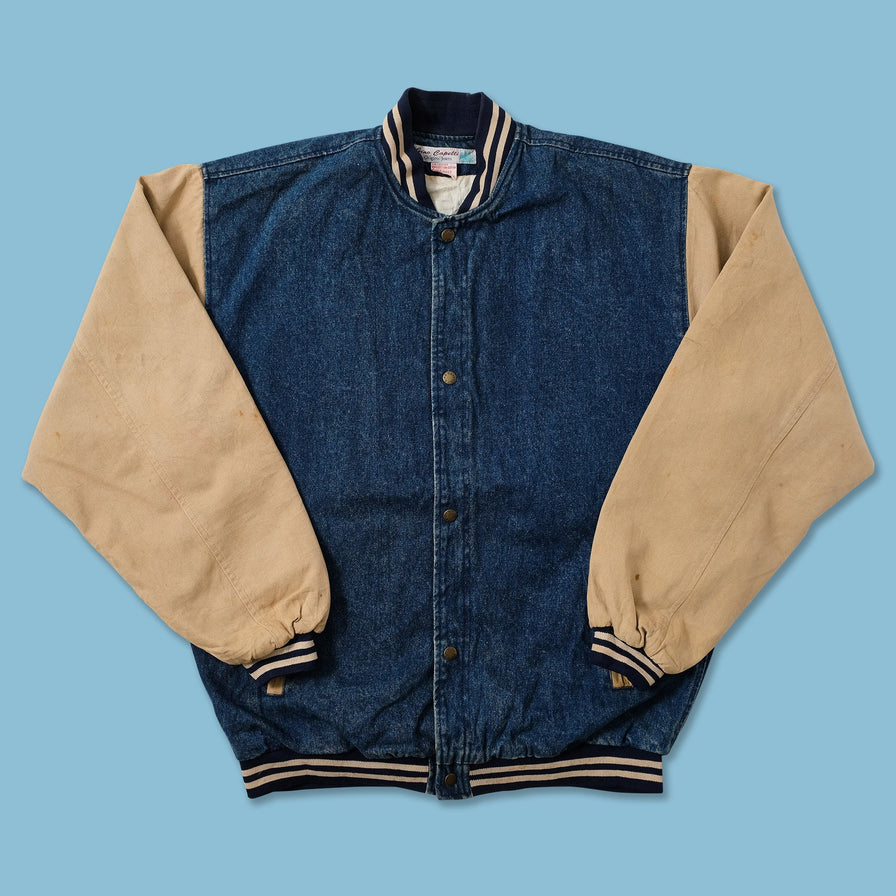 Vintage Denim Varsity Jacket Large 