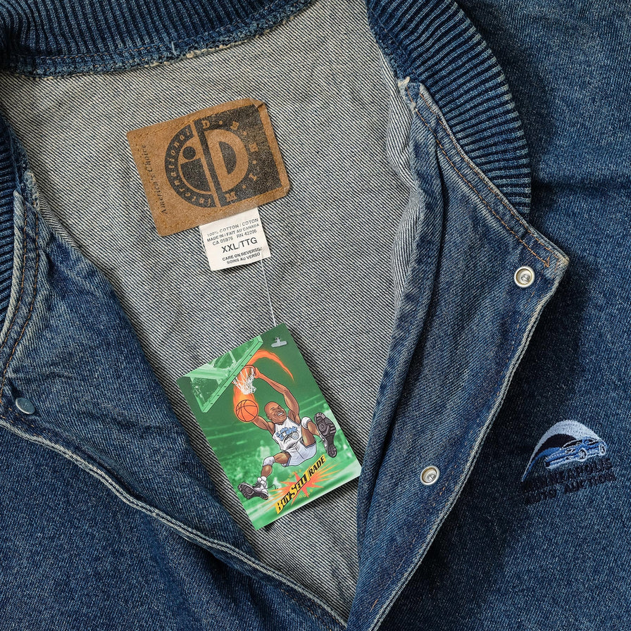 Vintage Denim Varsity Jacket XXL 