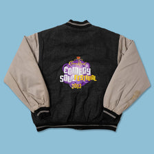 Vintage Comedy Soul Festival Denim Varsity Jacket Large 