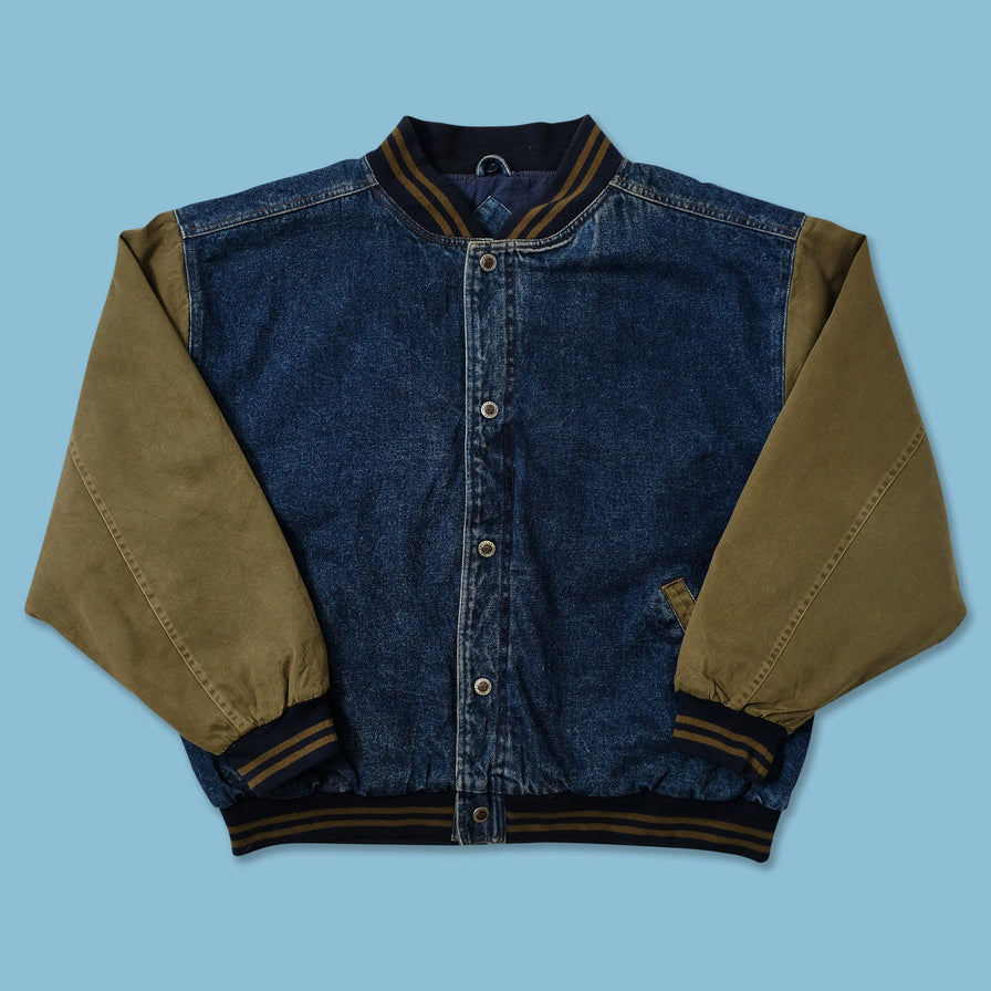 Vintage Denim Varsity Jacket XLarge 