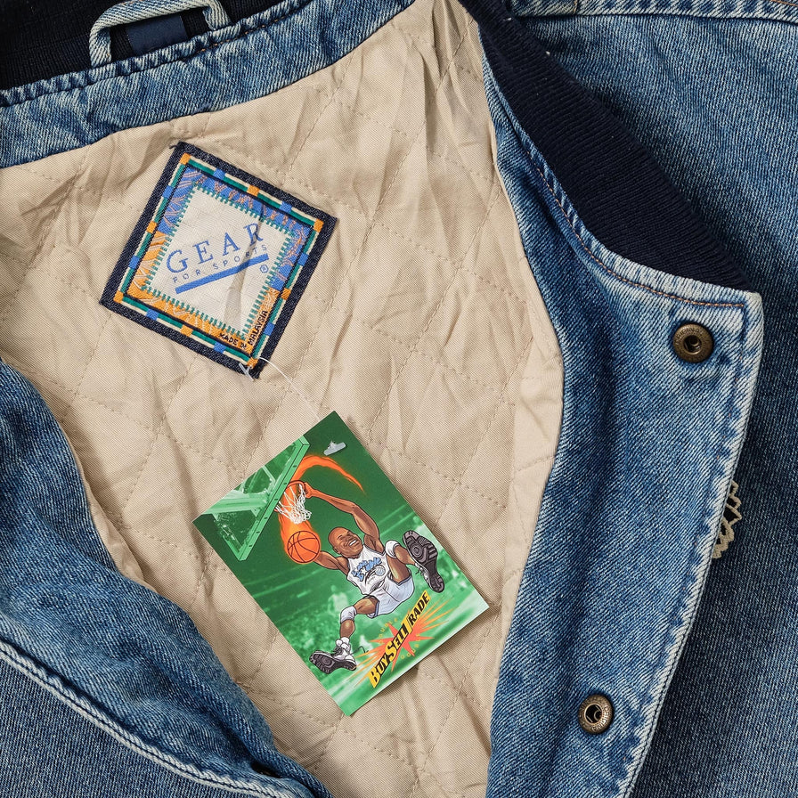 Vintage Denim Varsity Jacket Large 