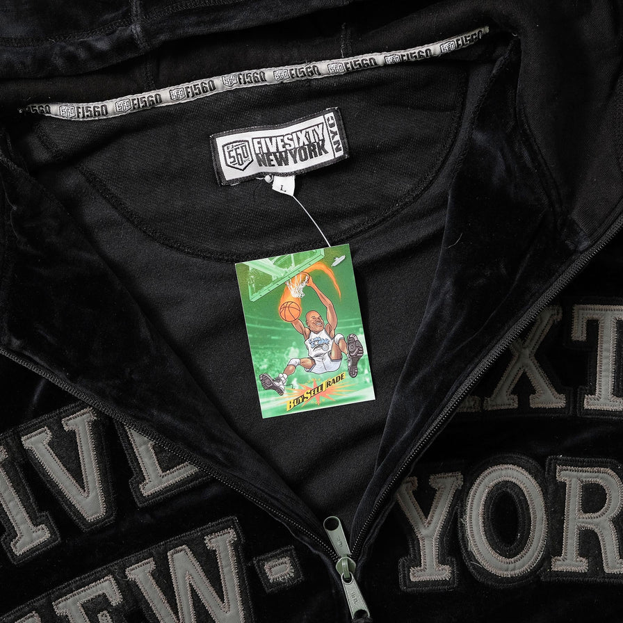 Y2K Five Sixty New York Velour Zip Hoody Large 