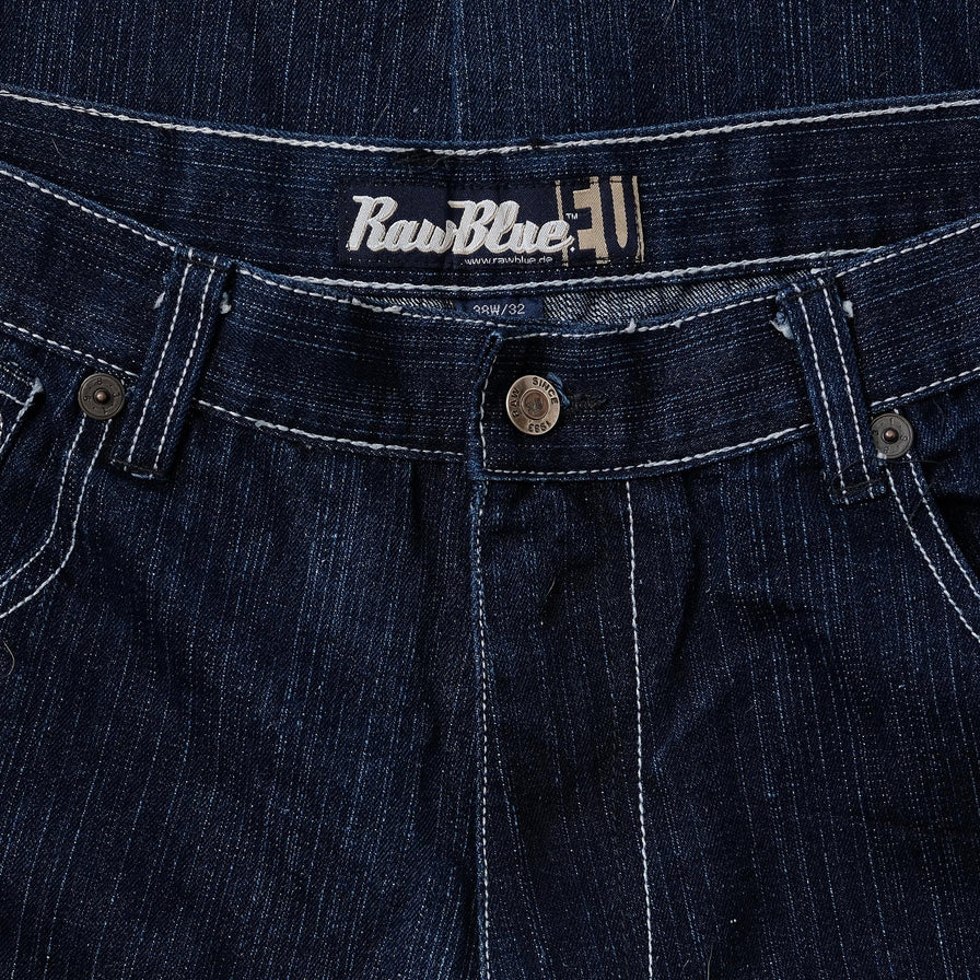 Y2K Raw Blue Baggy Jeans 36x29 