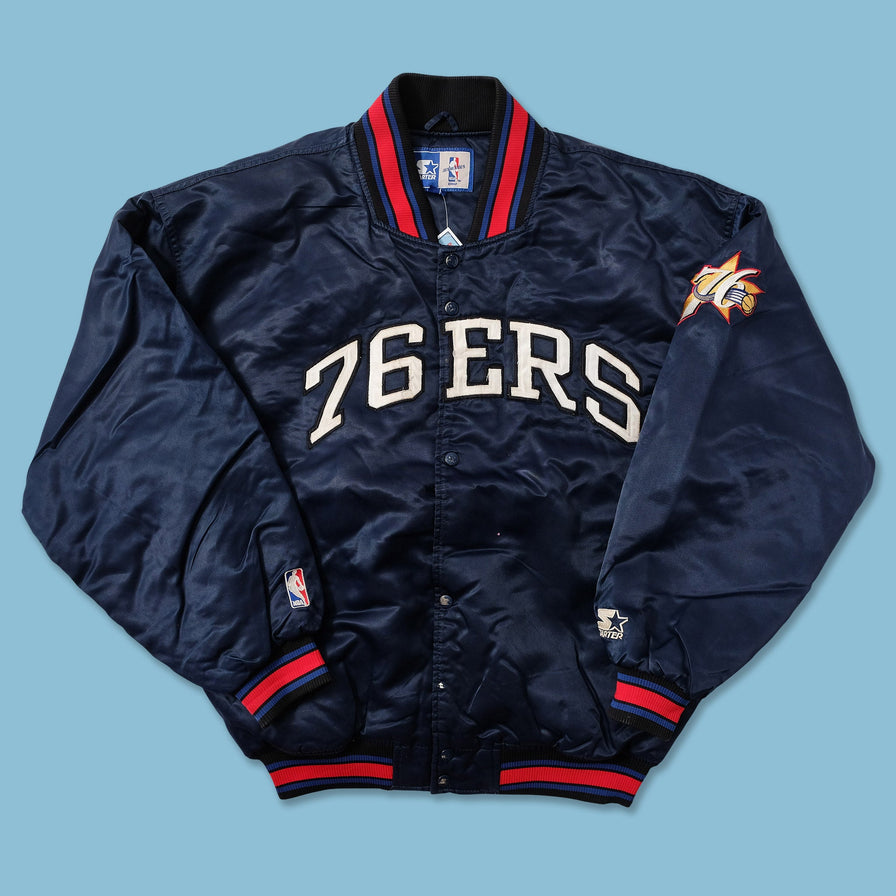 Vintage Starter Philadelhia 76ers Satin Bomber Jacket XXL 