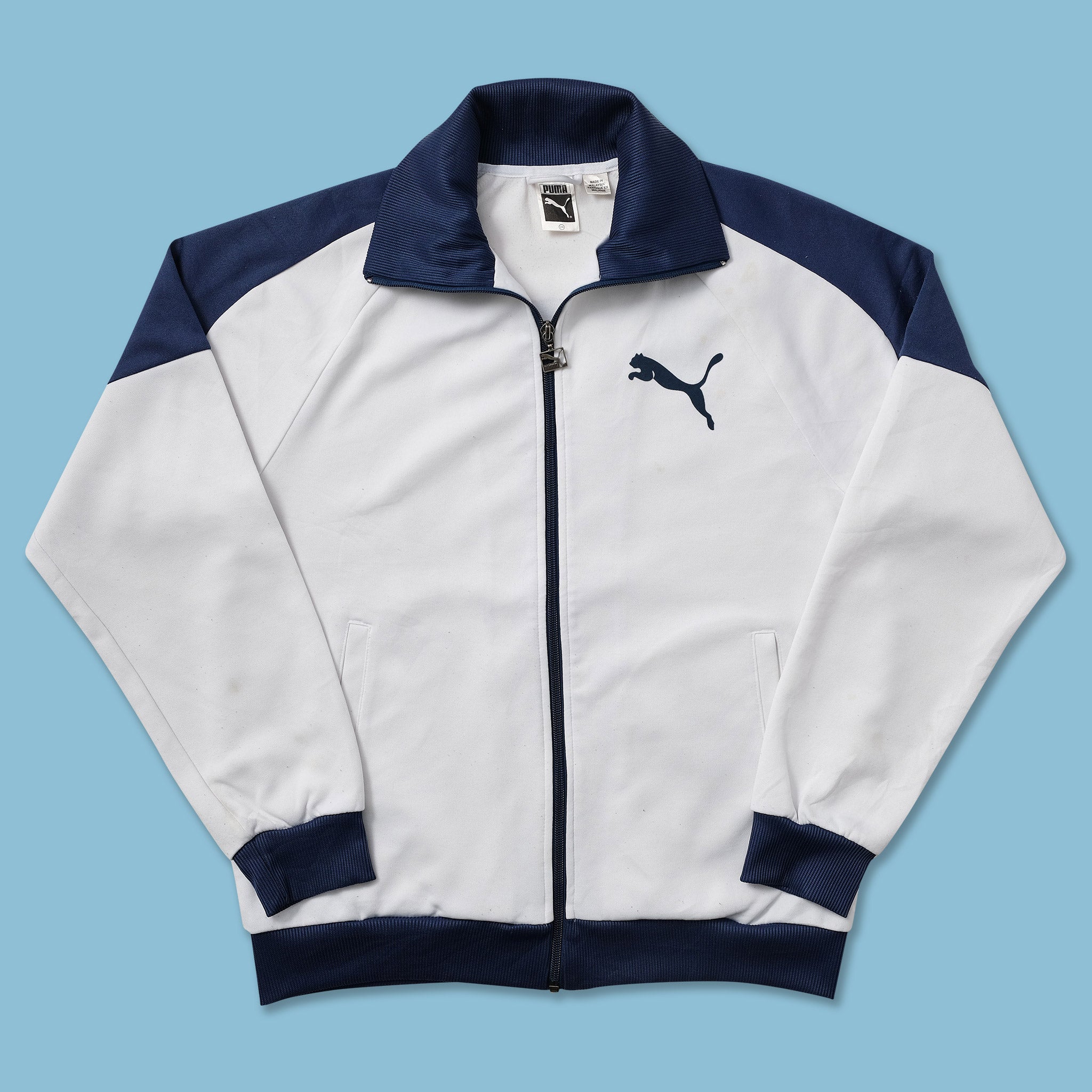 Puma Vintage 70s 80s Blue Red Stripe Zip Track Jacket