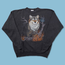 Vintage Wolf Sweater Large - Double Double Vintage