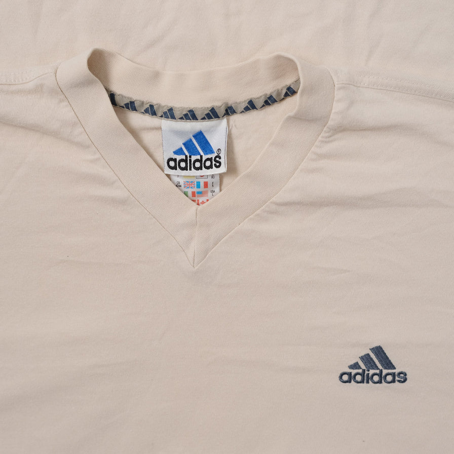 Vintage adidas V-Neck T-Shirt Large - Double Double Vintage