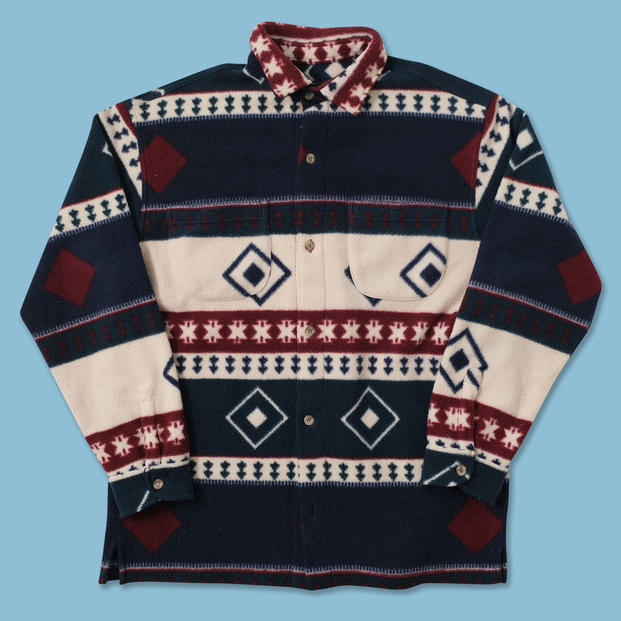 Vintage Patterned Fleece Shirt XLarge 