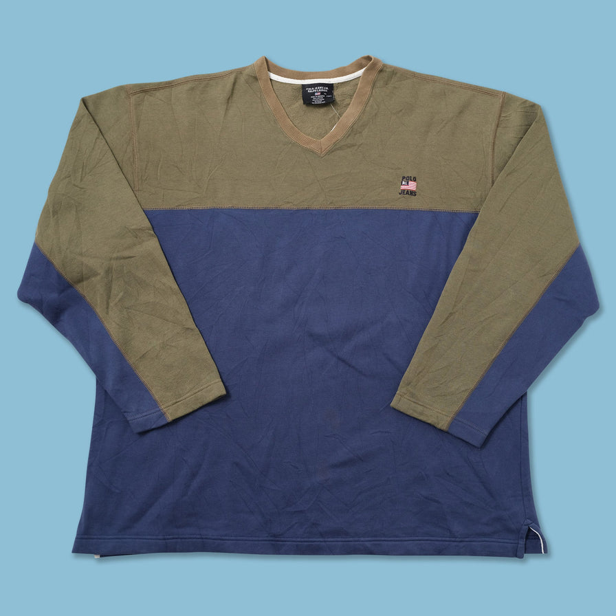 Vintage Polo Jeans V-Neck Sweater XLarge - Double Double Vintage