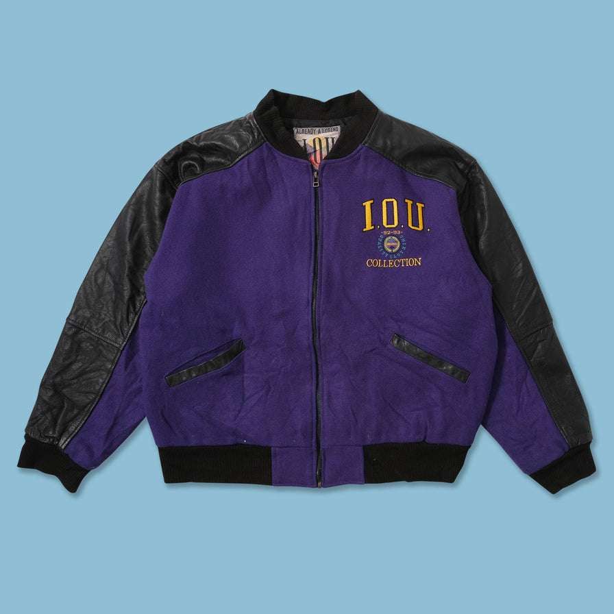 Vintage Wool Leather Bomber Jacket Large 