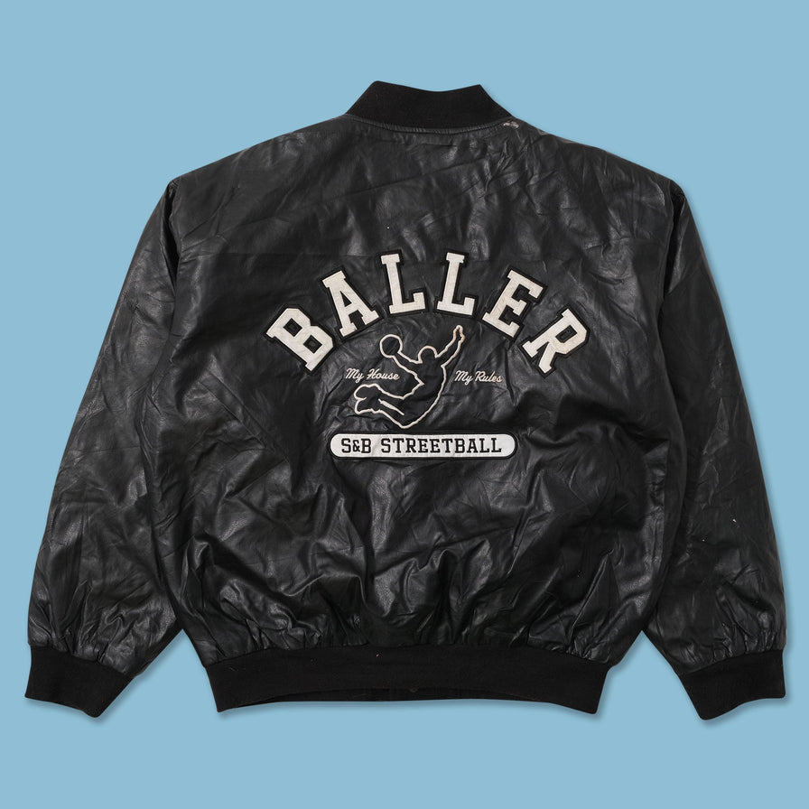 Vintage Wool Faux Leather Varsity Jacket Medium 