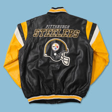 Pittsburgh Steelers Faux Leather Bomber Jacket Medium 