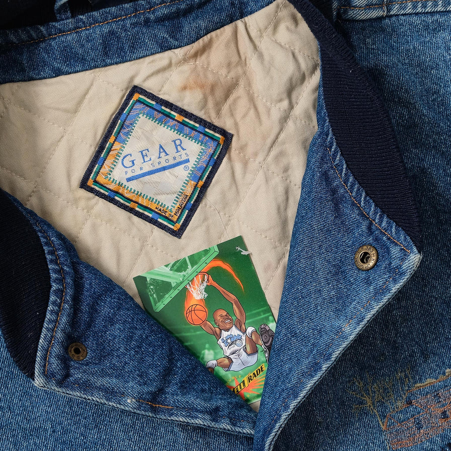 Vintage Denim Varsity Jacket XLarge 