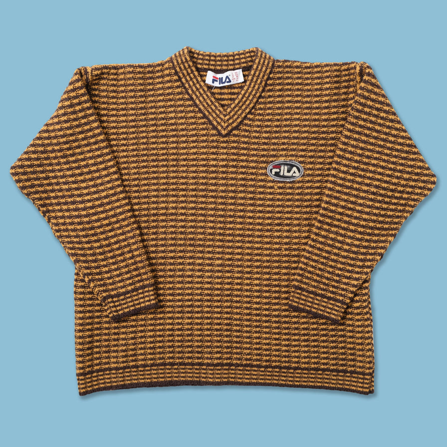 Vintage Fila Knit V-Neck Sweater Large 