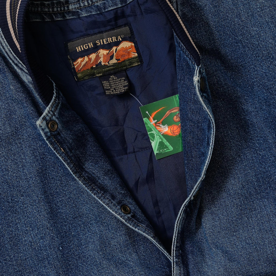 Vintage Denim Varsity Jacket Large 