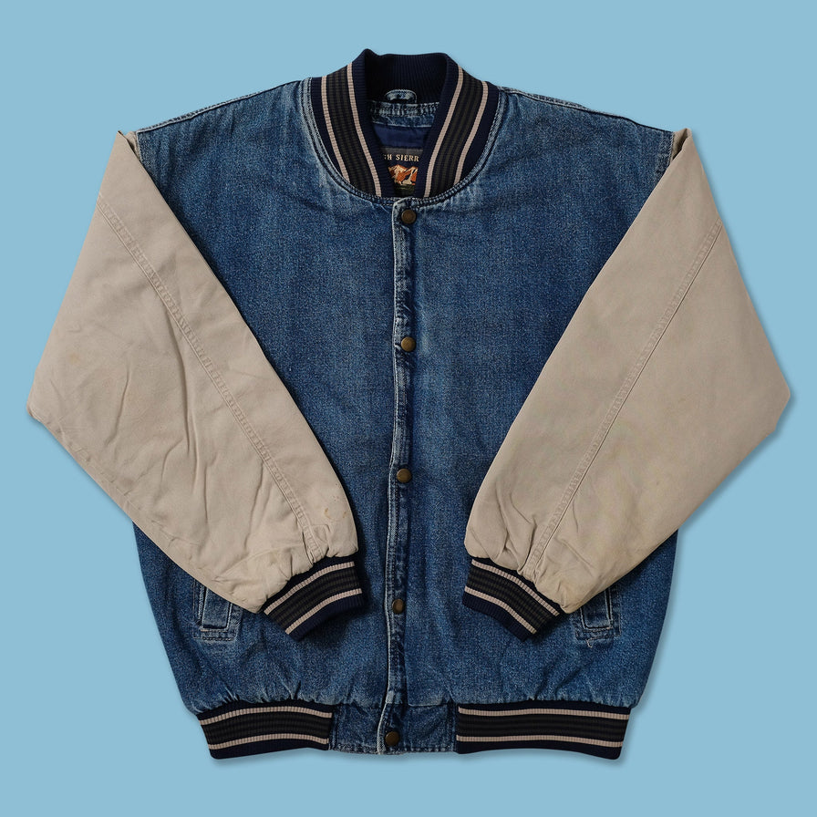 Vintage Denim Varsity Jacket Large 