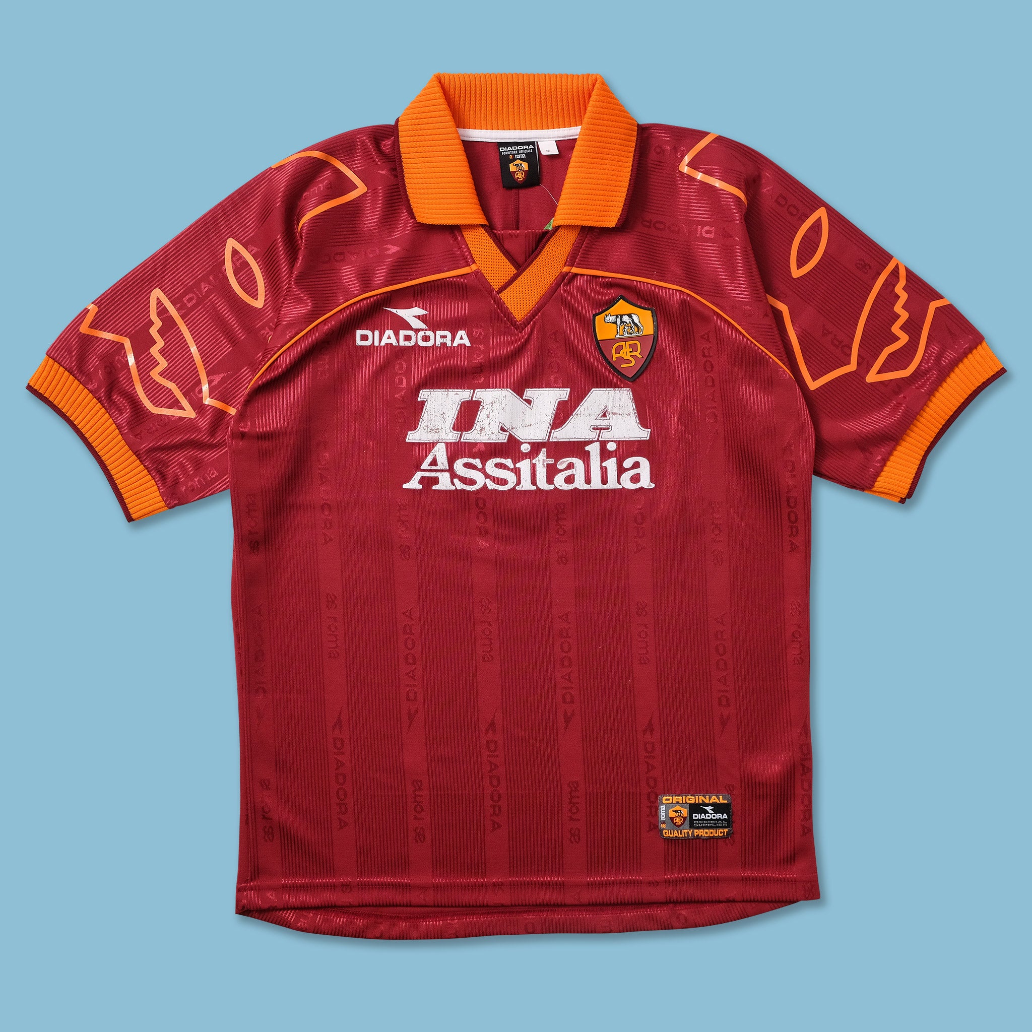 1999 Diadora AS Roma Nakata Jersey Medium Double Double Vintage